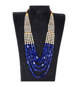 Blue Fine Line Smart Look Mala With Pearl