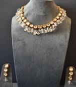 Pink Gold Tone Kundan Inspired Rose Quartz Necklace Set