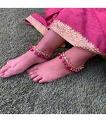 Pink Gold Tone Kundan Inspired Anklets