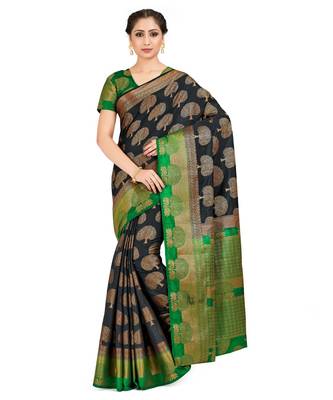 Black Woven Art Silk Saree With Blouse 1