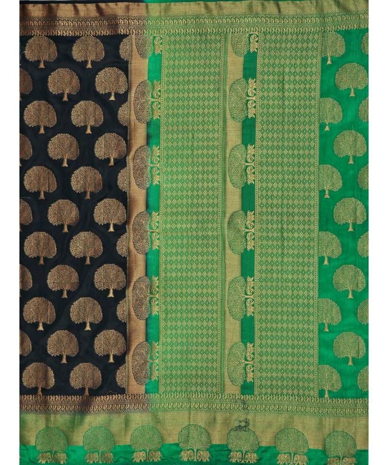 Black Woven Art Silk Saree With Blouse