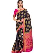 Black Woven Crepe Saree With Blouse