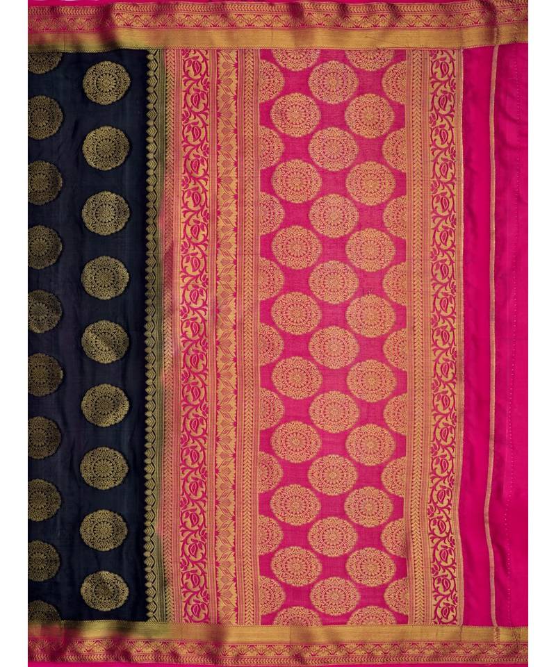 Black Woven Crepe Saree With Blouse