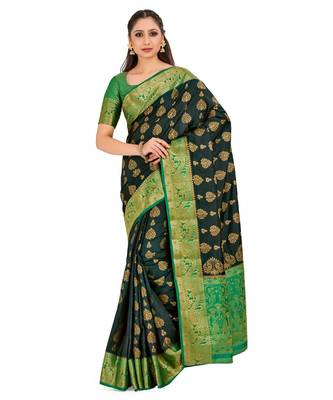 Green Woven Art Silk Saree With Blouse 1
