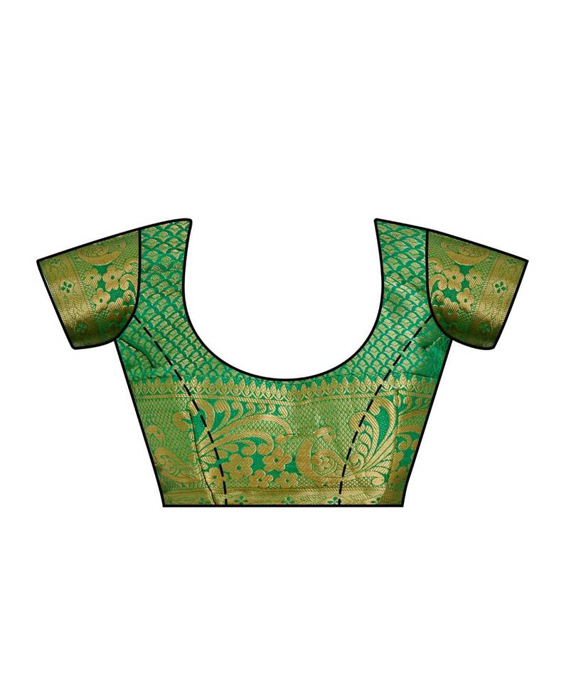 Green Woven Art Silk Saree With Blouse