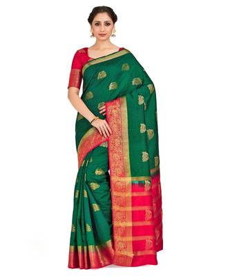 Green Woven Art Silk Saree With Blouse 1