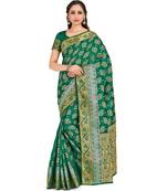 Green Woven Raw Silk Saree With Blouse