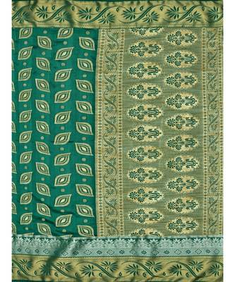 Green Woven Raw Silk Saree With Blouse 5