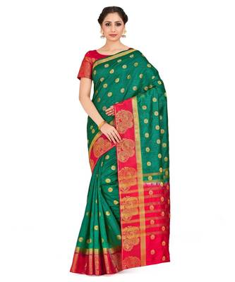 Green Woven Art Silk Saree With Blouse 1