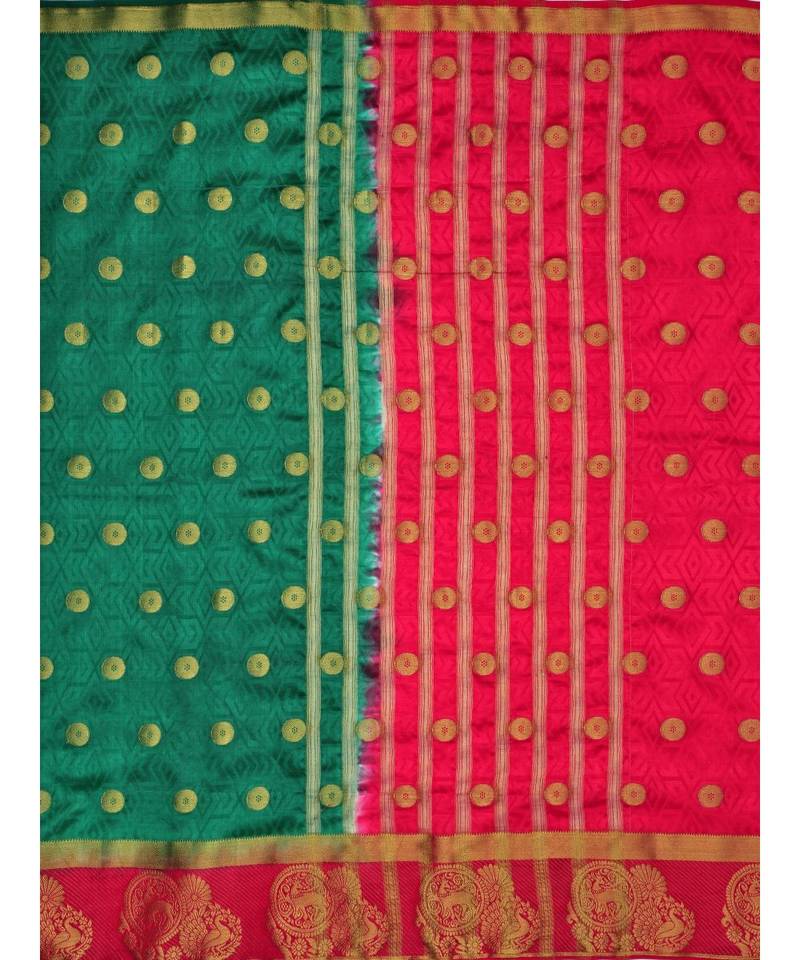 Green Woven Art Silk Saree With Blouse