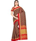 Brown Woven Tussar Silk Saree With Blouse