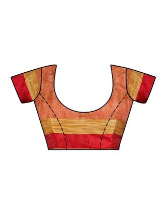 Brown Woven Tussar Silk Saree With Blouse 4