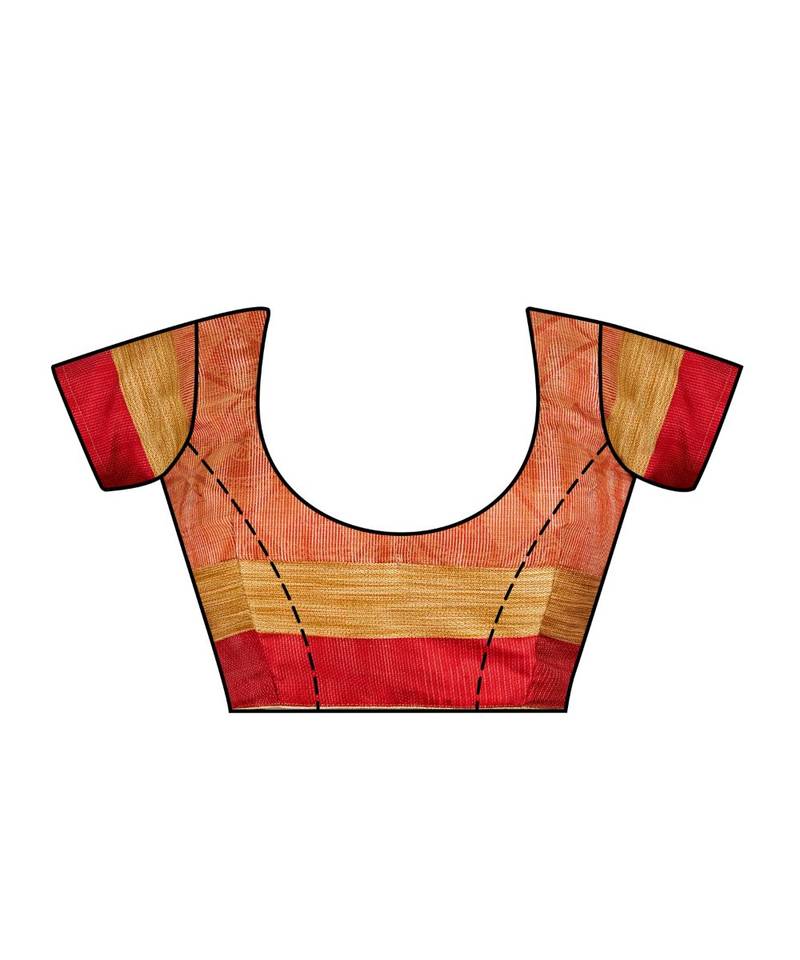 Brown Woven Tussar Silk Saree With Blouse