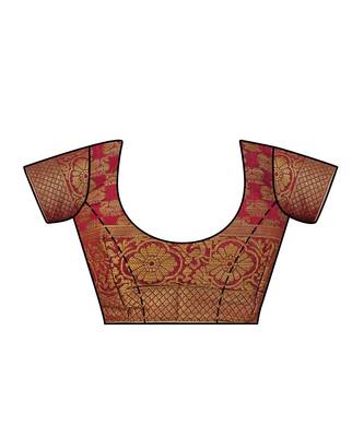 mustard woven art silk saree with blouse 4
