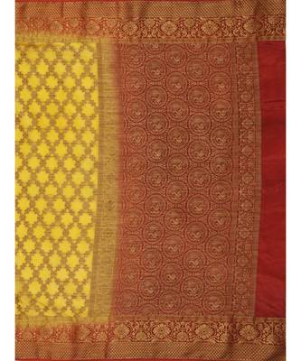 mustard woven art silk saree with blouse 5