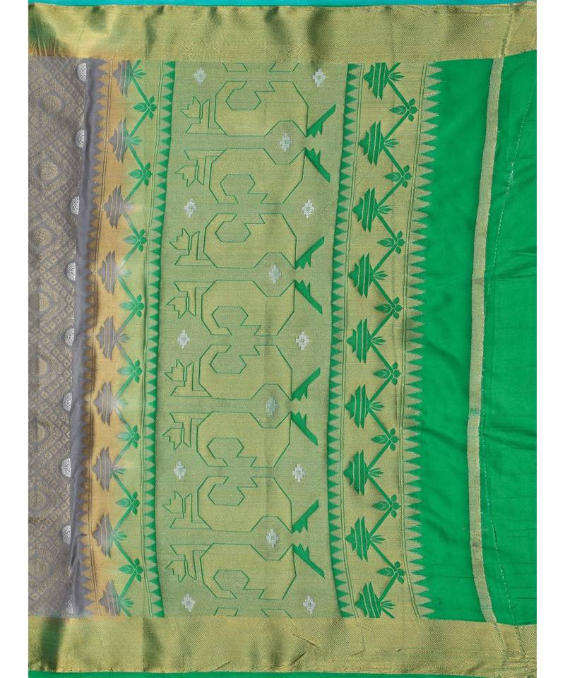 Grey Woven Art Silk Saree With Blouse