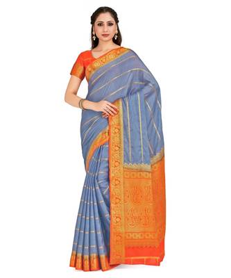 Grey Woven Crepe Saree With Blouse 1