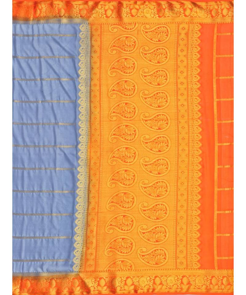 Grey Woven Crepe Saree With Blouse