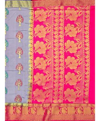 Purple Woven Art Silk Saree With Blouse 5
