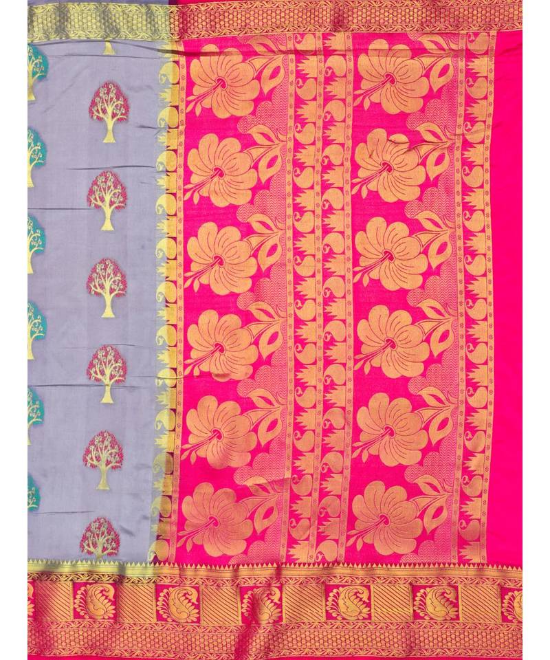 Purple Woven Art Silk Saree With Blouse