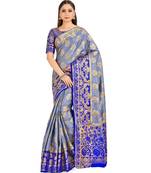 Blue Woven Art Silk Saree With Blouse