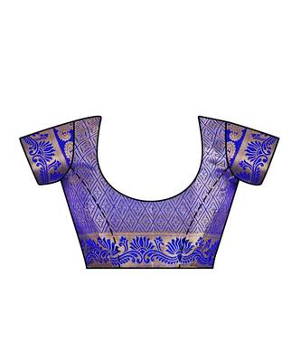 Blue Woven Art Silk Saree With Blouse 4