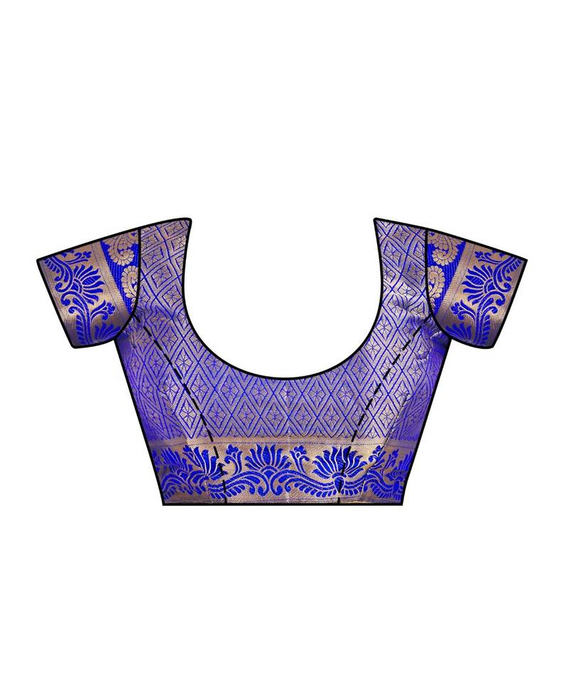 Blue Woven Art Silk Saree With Blouse