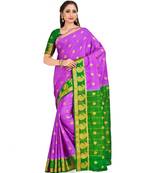 Purple Woven Crepe Saree With Blouse
