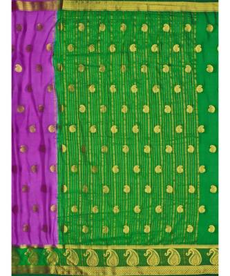 Purple Woven Crepe Saree With Blouse 5