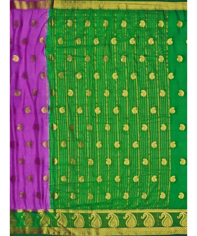 Purple Woven Crepe Saree With Blouse