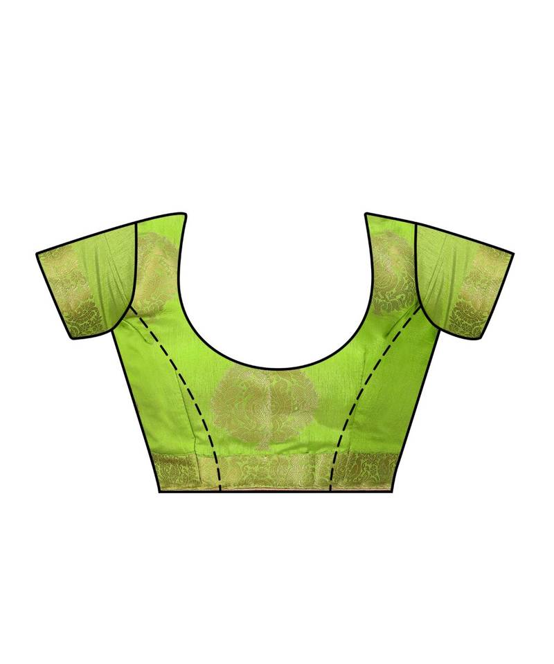 green woven tussar silk saree with blouse