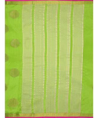 green woven tussar silk saree with blouse 5