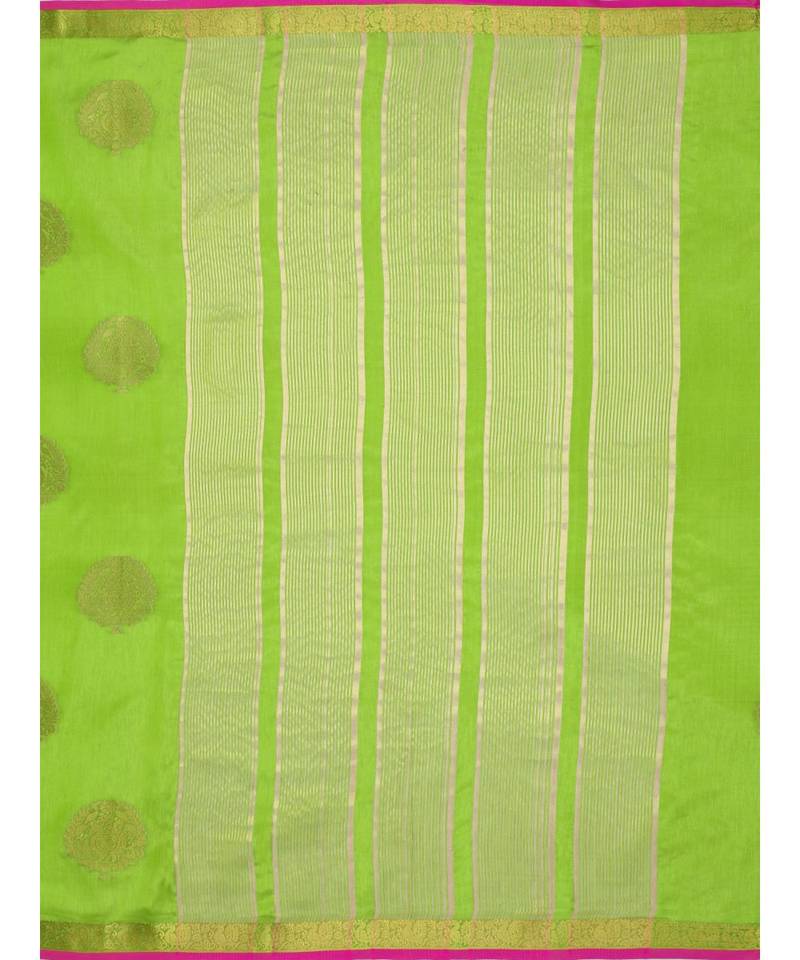 green woven tussar silk saree with blouse