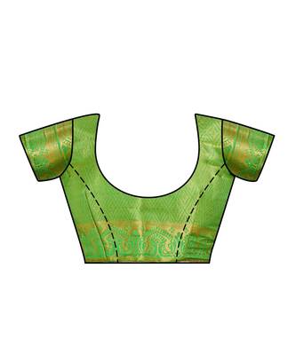 Green Woven Art Silk Saree With Blouse 4