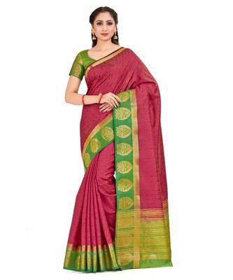 Maroon Woven Art Silk Saree With Blouse 1