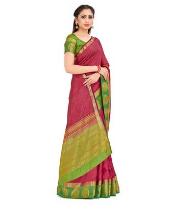 Maroon Woven Art Silk Saree With Blouse 2