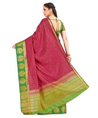 Maroon Woven Art Silk Saree With Blouse 3