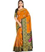 Rust Woven Art Silk Saree With Blouse