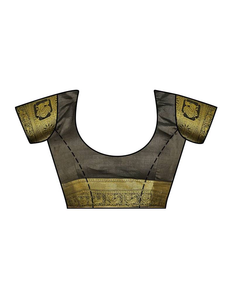 Rust Woven Art Silk Saree With Blouse