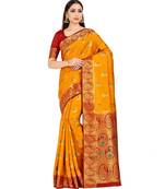 Orange Woven Art Silk Saree With Blouse