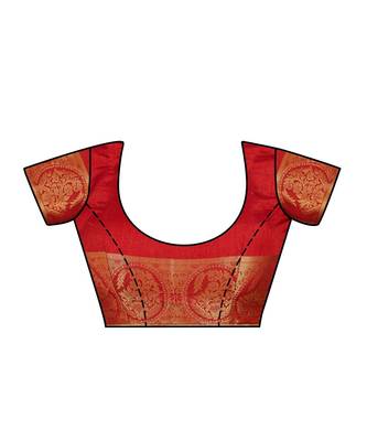 Orange Woven Art Silk Saree With Blouse 4