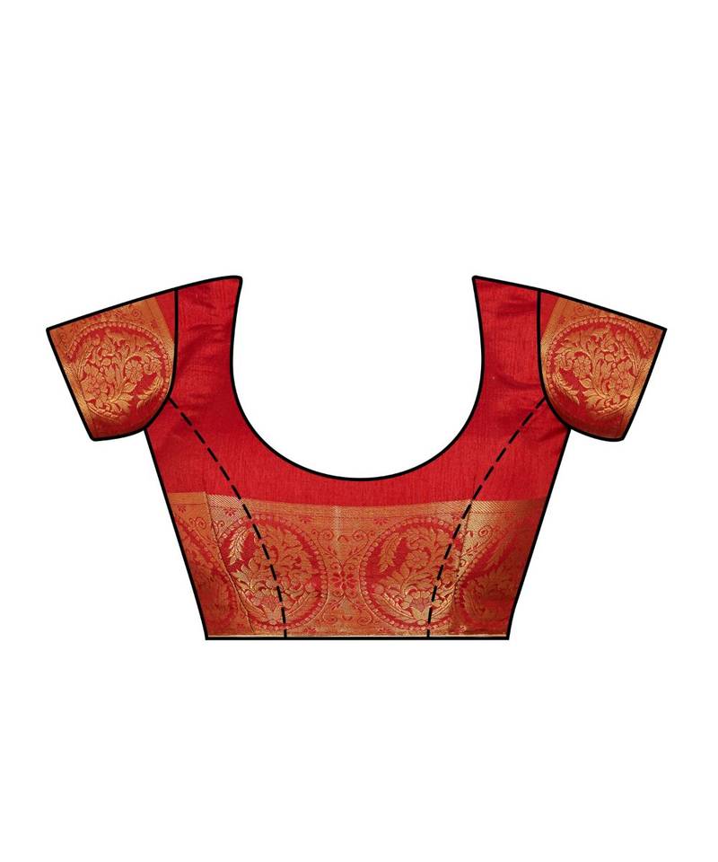 Orange Woven Art Silk Saree With Blouse