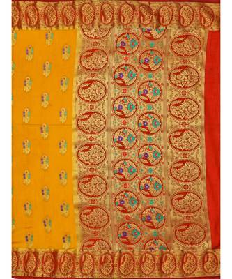 Orange Woven Art Silk Saree With Blouse 5