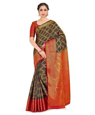 Blue Woven Art Silk Saree With Blouse 1