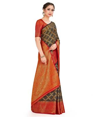Blue Woven Art Silk Saree With Blouse 2