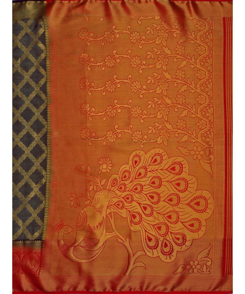 Blue Woven Art Silk Saree With Blouse