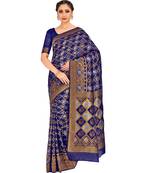 Blue Woven Art Silk Saree With Blouse