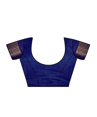 Blue Woven Art Silk Saree With Blouse 4