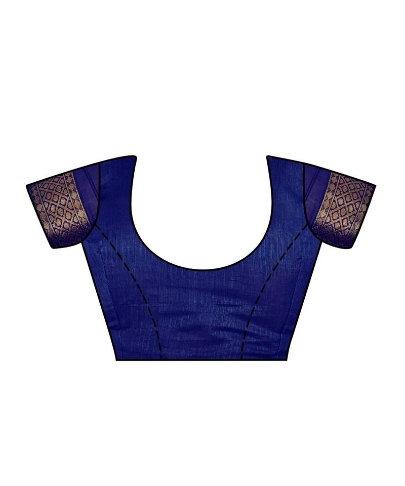 Blue Woven Art Silk Saree With Blouse