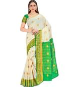 Off White Woven Crepe Saree With Blouse